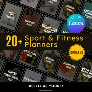 20+ Sport & Fitness Planners Bundle | PLR & MRR Rights